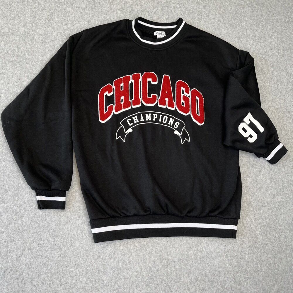 Rue 21 Chicago Champions Sweatshirt - 97 - Size‎ Small - Crew Black Red White